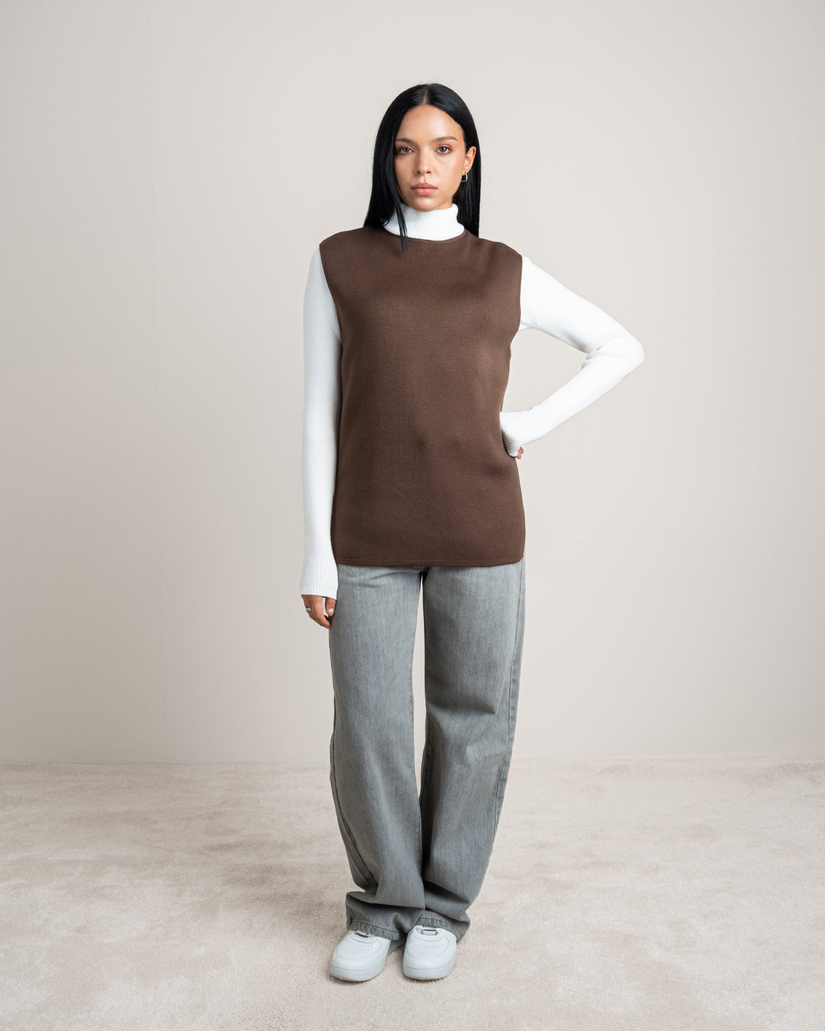 Plain Sleeveless Knitwear Vest