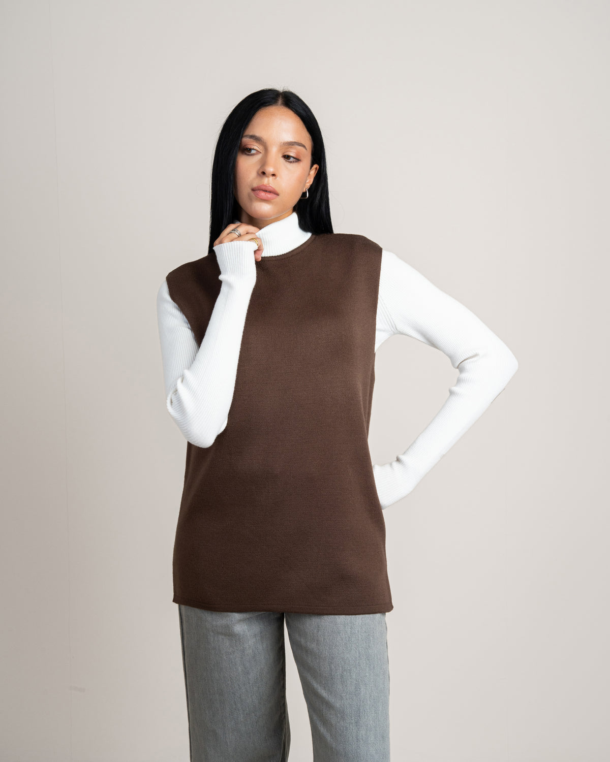 Plain Sleeveless Knitwear Vest