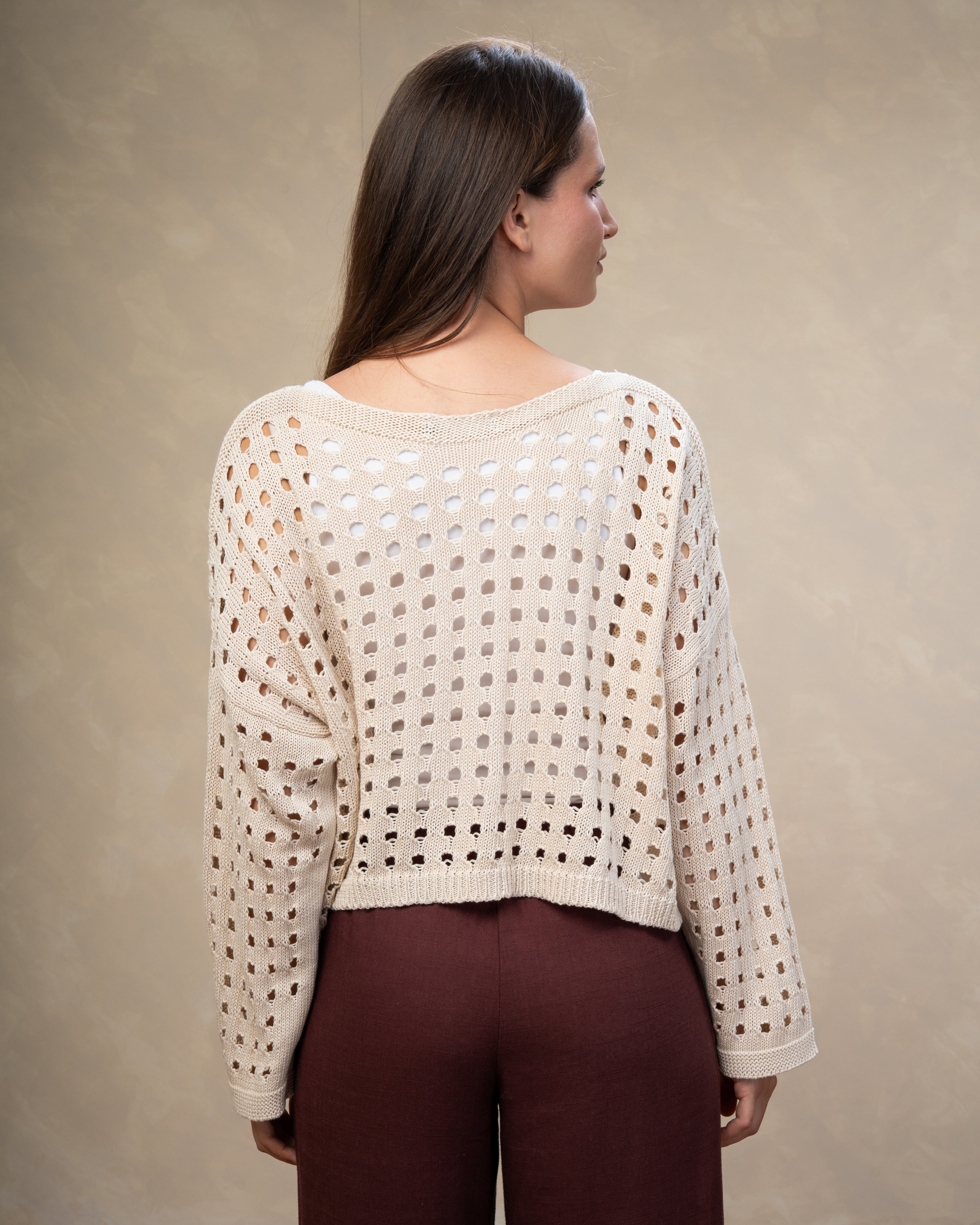 Short Knitwear Body With Cube Pattern