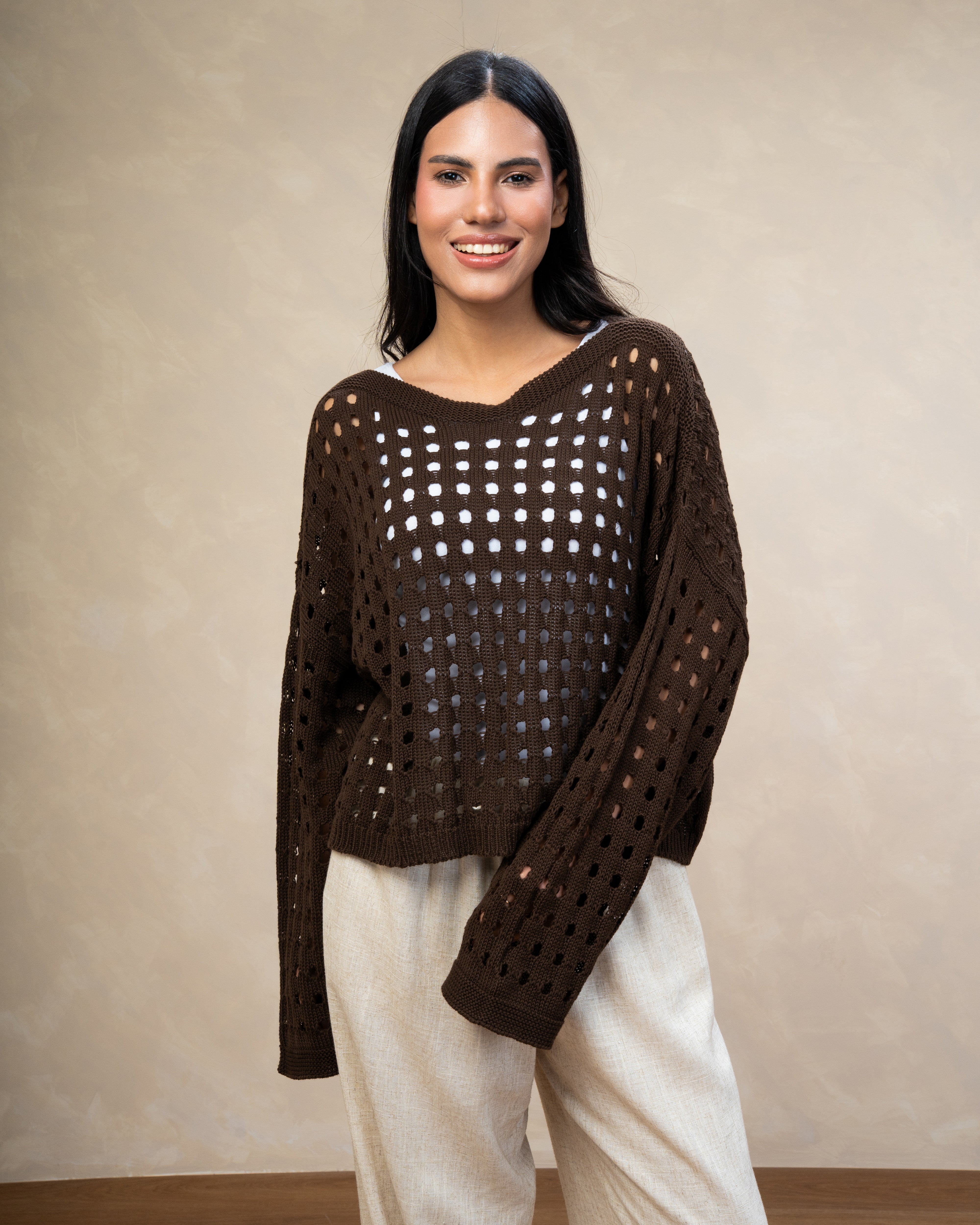 Short Knitwear Body With Cube Pattern