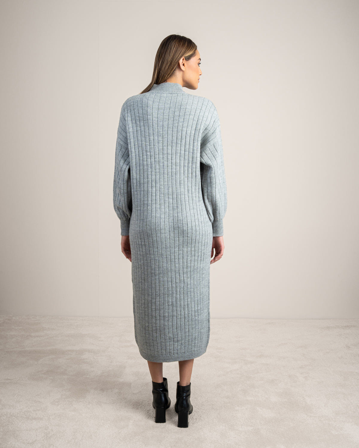 Plain Ribbed Knitwear Dress