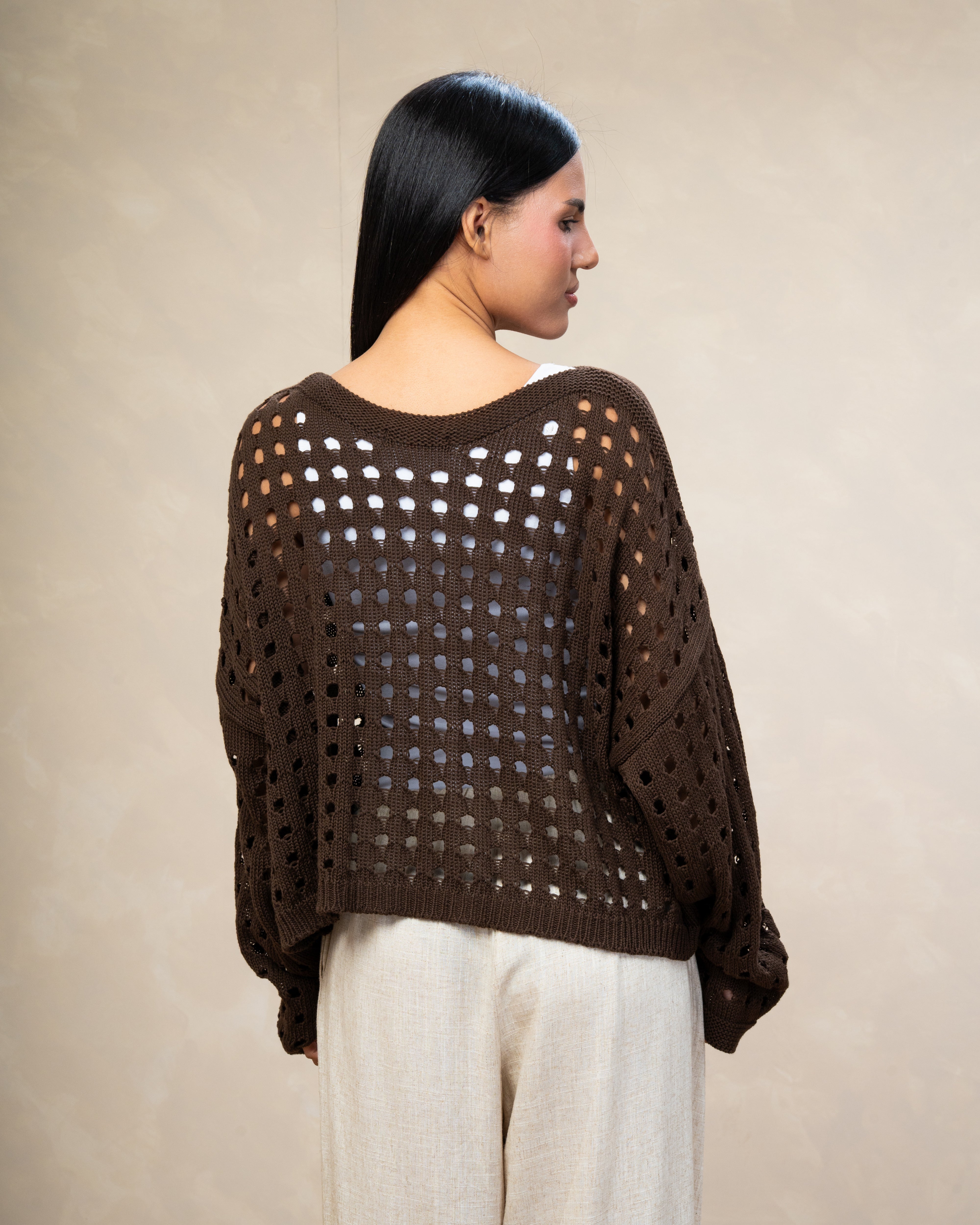 Short Knitwear Body With Cube Pattern