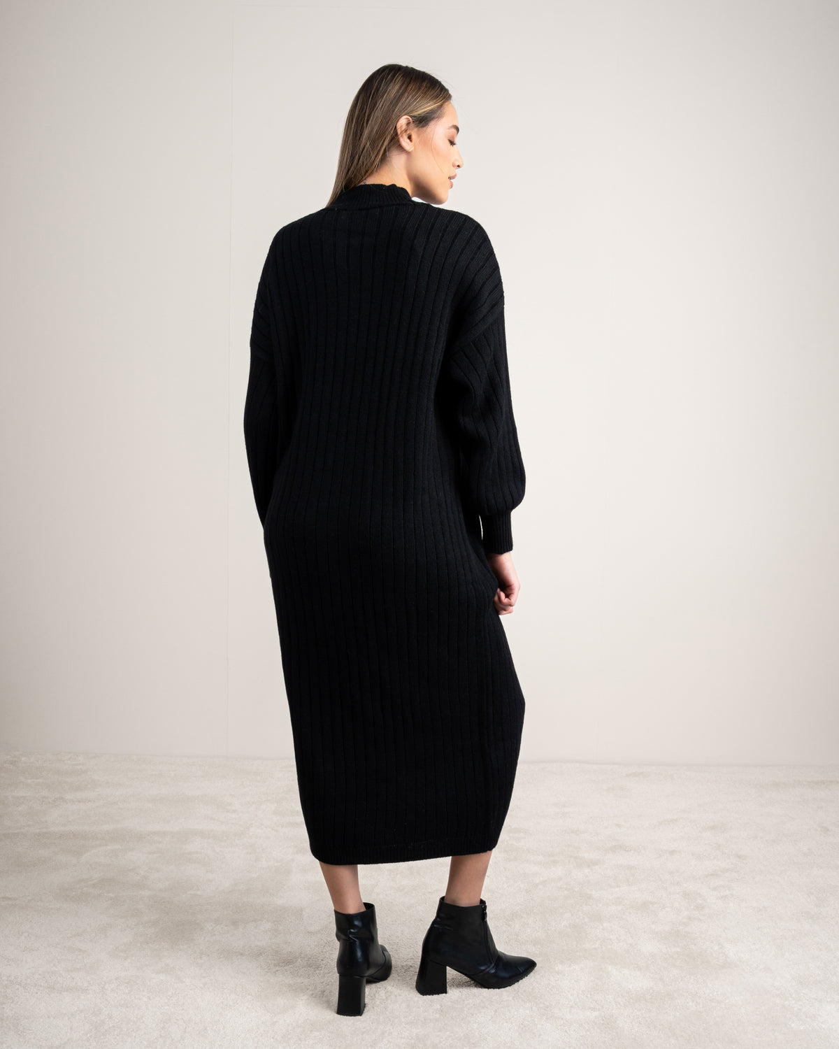 Plain Ribbed Knitwear Dress
