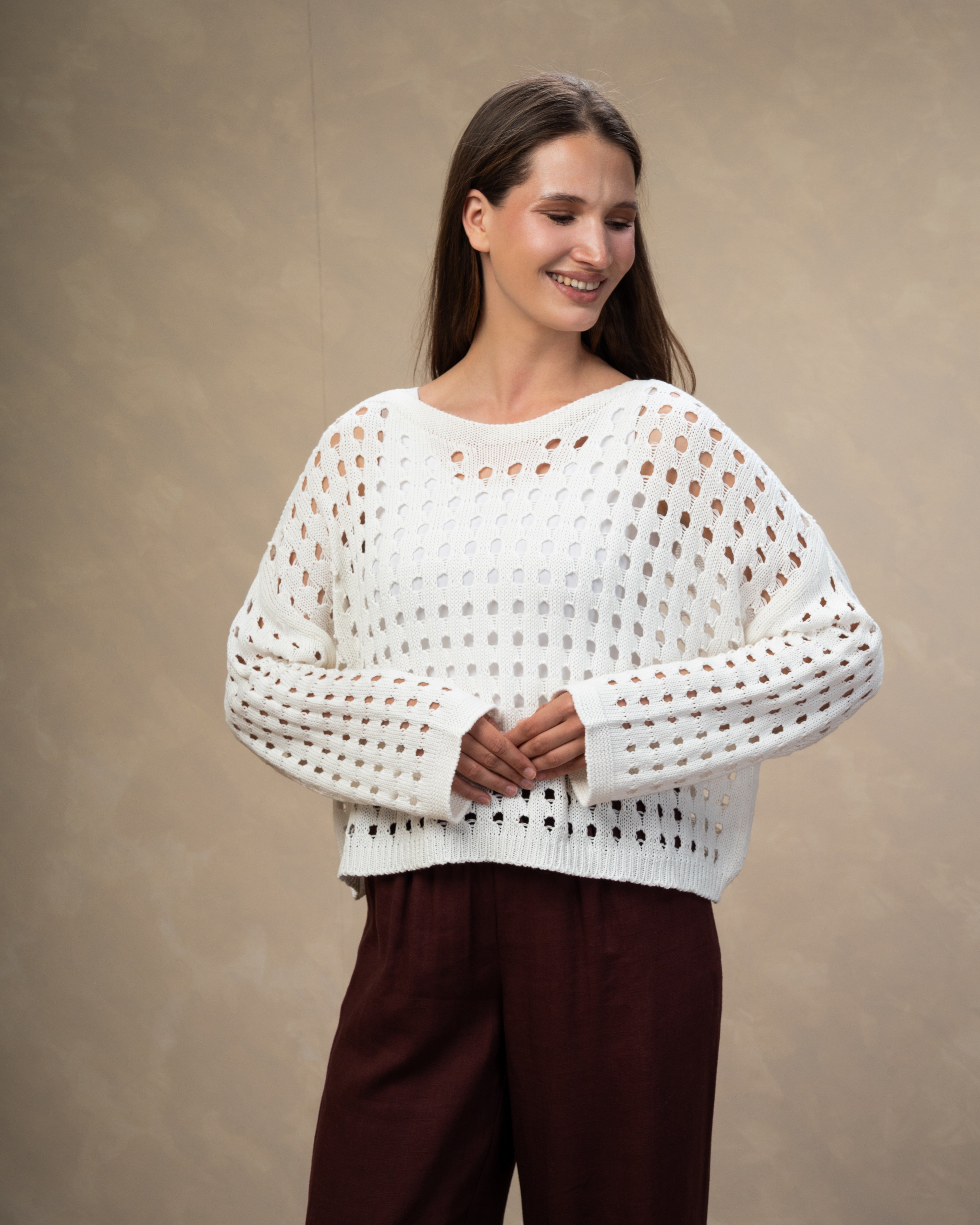 Short Knitwear Body With Cube Pattern