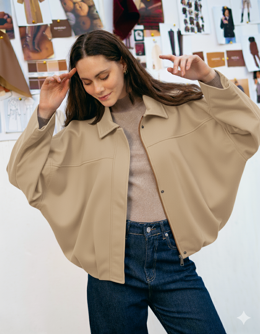 plain Jacket – Wide Sleeves (Zipper)