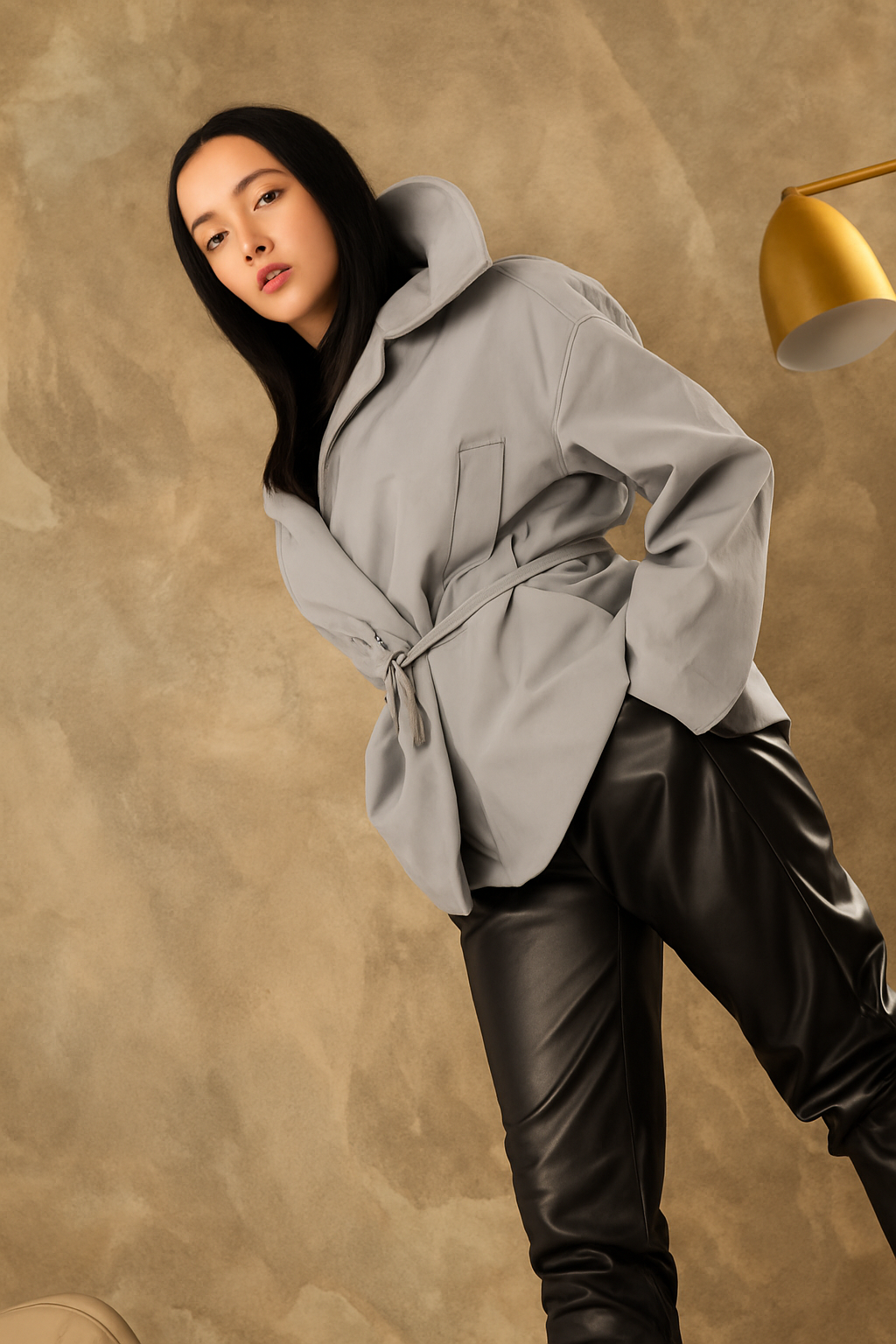 Plain Gabardine - Jacket (with waist belt)