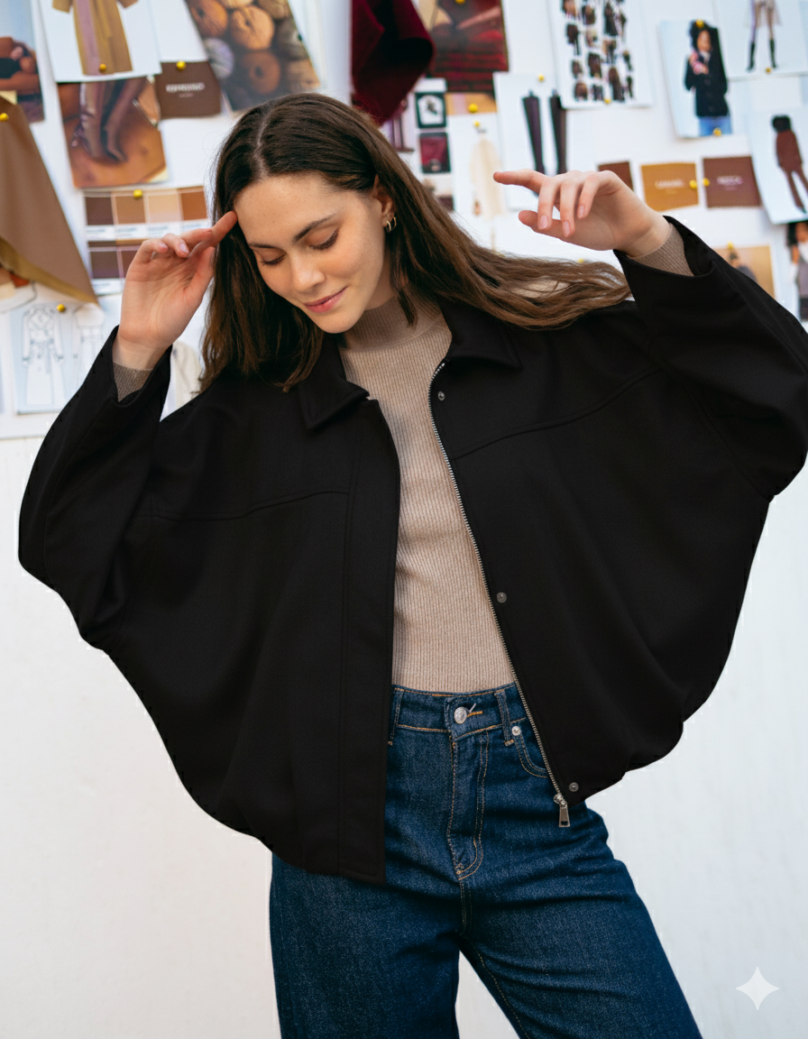 plain Jacket – Wide Sleeves (Zipper)