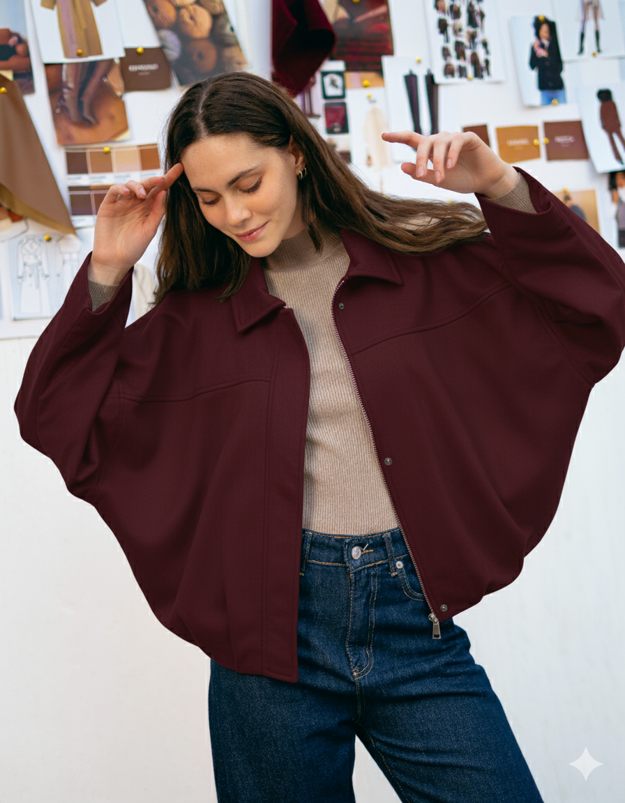 plain Jacket – Wide Sleeves (Zipper)