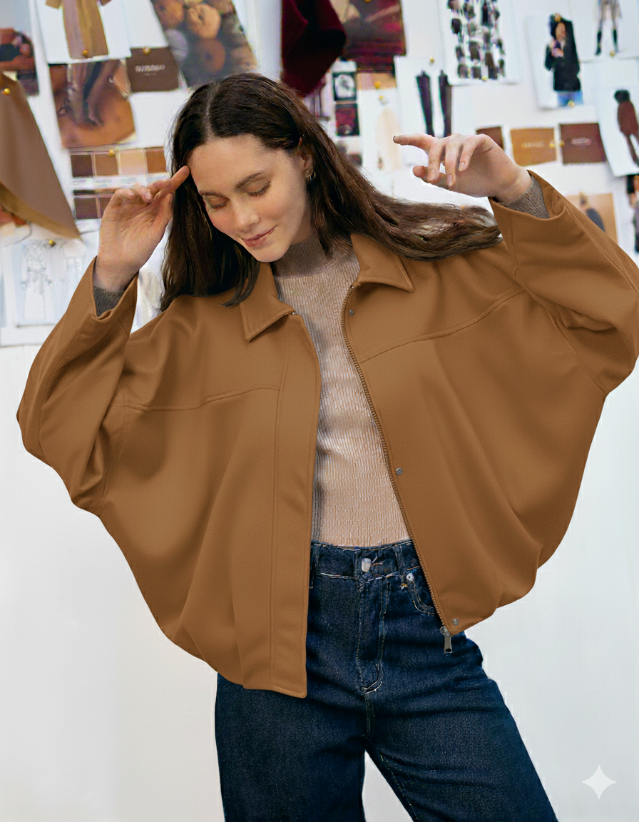 plain Jacket – Wide Sleeves (Zipper)