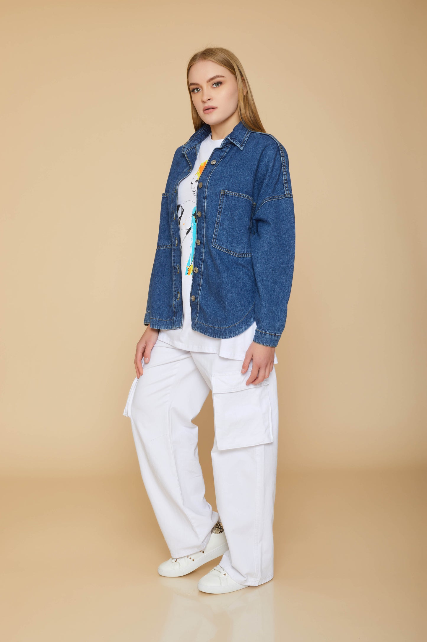Jeans jacket - (2 pockets - wide)